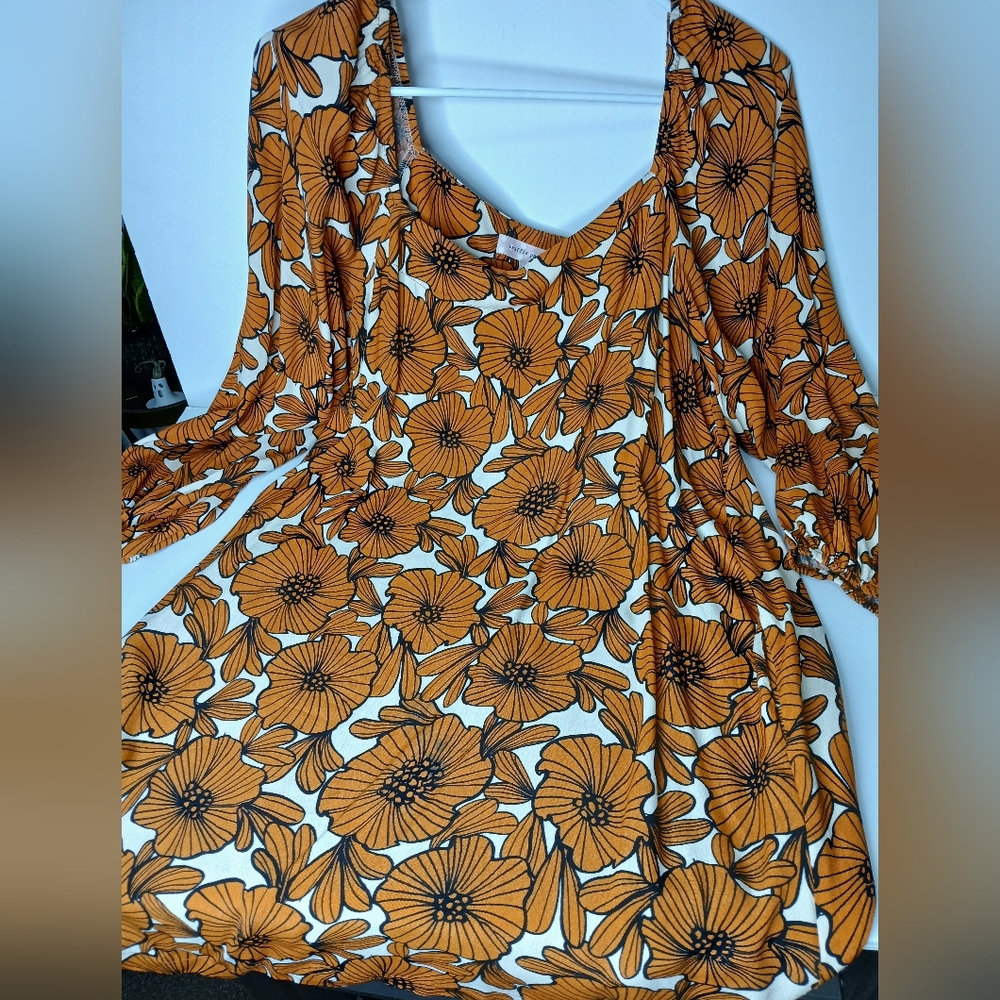 Traffic People Orange Floral Dress W Size 12